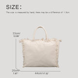 Lkblock Preppy Style Tote Bags For Women Luxury Designer Handbags And Purses New In Canvas Tassel Trim Large Capacity Shoulder Bag