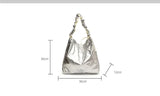 Lkblock Large Capacity Sliver Shoulder Bags For Women Both Sides Shiny Casual Totes Simple Fashion Cute Bags Soft Korea Style Handbags