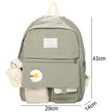 Lkblock Casual Student Schoolbag Cute Flower Nylon Soft Patchwork Bookbag for Teenagers Kawaii Backpack Female Fashion Trendy Bag