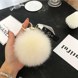 Lkblock Fluffy Real Fox Fur Ball Poms Keychain For Women Luxury Pompom Keyring Accessories Bag Decoration Emo Trinket Jewelry Gifts