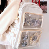 Lkblock Y2K Japanese High School Girls Backpack Transparent Pockets Itabag For Dolls Pins Display Plate Laptop Backpack Mochilas Ita Bag