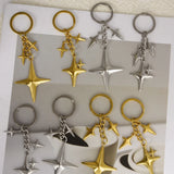 Lkblock Y2K Gold Plated Keychains Star Stainless Steel Key Rings For Women Men Friendship Gift Handbag Bag Decoration Handmade Jewelry