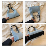 Lkblock Vintage Denim Hobos Bag Women Retro Chain Handle Chic Casual Underarm Bag Purse Ladies Fashion Y2k Handbag