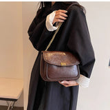 Lkblock Retro Small Shoulder Bags for Women Fashion Designer Trend PU Leather Chain Crossbody Bag Female Handbags