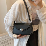 Lkblock Loving Heart Buckle Crossbody Bags For Women Luxury Designer Handbags Silver Color Small Shoulder Underarm Phone Bag