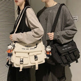 Lkblock Korean Ins Large Capacity Art Street Photo Single Shoulder Mailman Bag Male Student Messenger Bag Female