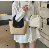 Lkblock Straw Tote Shoulder Crossbody Bags for Women Summer Beach Handbags and Purses 2024 New Trendy Design Ladies Messenger Bag