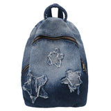 Lkblock Fashion Denim Backpacks Stars Pattern School Bags For Teenage Girls 2024 New Book Bags Women Satchels Small Leisure Travel Bags