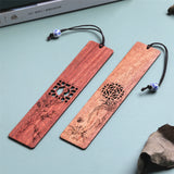 Lkblock Simple Carving Wooden Bookmarks Chinese Style Plum Orchid Bamboo Pattern Book Mark Reading Tools Vintage Stationery Supplies