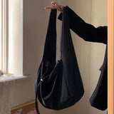 Lkblock Women Bag New Nylon Bucket Fashion Solid Zipper SOFT Shoulder Bag Purses And Handbags Luxury Designer Black Tote Bag