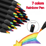 Lkblock Rainbow Color Pencils for Kids, Concentric Gradient Crayons, Art Painting, Drawing Stationery, 10 PCs/Set, 7 Colors, Kawaii