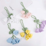 Lkblock Handmade Flower Knitted Keychain Keyring Women Crocheted Wool Flower Leaf Bag Pendants Car Key Ring Fresh Handbag Charms Gifts