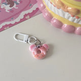 Lkblock Cute Cartoon Donut Keychain for Women Funny Bunny Bear Key Chains Bag Pendant Couple Girlfriend Kids Gift DIY Accessories