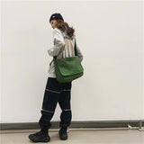 Lkblock Ins Japanese Harajuku Large Capacity Canvas Bag Female Casual Work Style Postman Bag Korean Student One Shoulder Messenger Bag