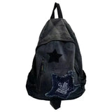 Lkblock Harajuku Y2k Women Bags Vintage Gradient Blue Denim Star Backpacks College Student Large-capacity Bookbag Chic Schoolbags