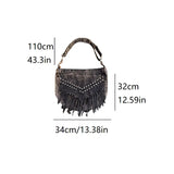 Lkblock Denim Y2k Rivets Womens Shoulder Bag Fashion Tassels female Messenger Crossbody Bag Large Capacity ladies Handbag Sac totes