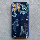 Lkblock Ocean Whale Shark Swimming Phone Case Cover For iPhone 16 15 14 Plus Pro Max XR XS X 11 12 13 Mini Pro Max SE2 7 8 Plus Shells