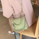 Lkblock Fashion Transparent Women Shoulder Bag Jelly Candy Summer Beach Handbag for Female Messenger Bags Bolsa Totes  Bucket Bag