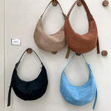 Lkblock Half Moon Women Shoulder Bag Faux Suede Purses and Handbags Winter Light Cloud Tote Bags for Women New Dumpling Bag Clutch Lady