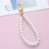 Lkblock Simulated Pearl Key Chain for Aorpods Bag Pendant Beaded Key Holder for Women Mobile Phone DIY Jewelry Accessories