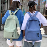 Lkblock Simple Female Backpack Women Canval School Bag For Teenage Girl Casual Shoulder Bag Solid Color Rucksack Quality Travel