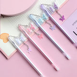 Lkblock Sweet Sequin Butterfly Pendant Gel Pen Kawaii Writing Pens With Tassel Student Stationery School Office Supplies Souvenir Gifts