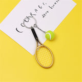 Lkblock Funny Tennis Ball Mini Keychain for Women Men Racket Key Chain Accessories Bag Pendant KeyrinSouvenir Gifts for Sports Lovers