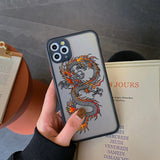 Lkblock Dragon Pattern Ink Brush Painting Phone Case for iPhone X XR XS 7 8 Plus SE 2020 16 15 12 13 14 11 Pro plus Max Back Cover Funda