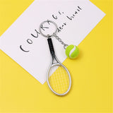 Lkblock Funny Tennis Ball Mini Keychain for Women Men Racket Key Chain Accessories Bag Pendant KeyrinSouvenir Gifts for Sports Lovers