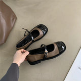 Lkblock 2024 Women Flat Shoes Square Toe Retro Mary Janes Loafers Female Belt Buckle Casual Autumn Fashion Lady Chaussure Femme