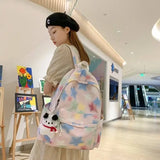 Lkblock Korean 2024 New Colorful Star College Student Schoolbags Japanese Tie Dyeing Large Capacity Personalized Backpack for Women Ins