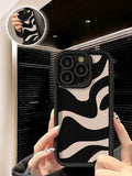 Lkblock Zebra Stripe Phone Case For iPhone 14 13 11 12 15 Pro Max 7 8 XS XR XS MAX Soft Silicone Fashion Shockproof Back Cover Case