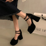 Lkblock Platform Night Club Mary Jane Shoes Fashion Cross Strap Thick Heel Shoes Ladies Dancing Party Prom Shoes