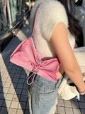 Lkblock Sweet Cool Y2k Handbag Women Summer Hot Girls Drawstring Folds Shoulder Bag Ladies Vintage Harajuku Solid Underarm Bags