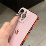 Lkblock Inlaid Bright Label Phone Case With Lens Film For iPhone 11/1213/14/15 Por Max Phone Case + Lens Protection Film