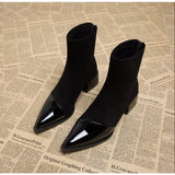 Lkblock High Heels Ankle Boots Women Chunky Suede Pointed Toe Shoes  Winter Trend New Elegant Pumps Goth Snow Botas Mujer