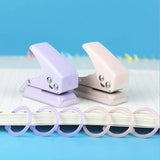 Lkblock Solid Color 1 Hole Punch Cute Protable 1 Hole Paper Circle Cutter Book Binding Machine Puncher School Office Supplies Stationery