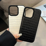 Lkblock Retro Crocodile Texture PU Leather Phone Case For iPhone 15 Plus 14 13 12 11 Pro Max Luxury Soft Shockproof Bumper Back Cover