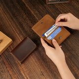 Lkblock Vintage Card Holder Men Genuine Leather Credit Card Holder Small Wallet Mini Purse for Men Money Bag ID Business Cards Holder