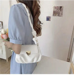 Lkblock Harajuku Heart White Messenger Bag Women Vintage Pu Leather Cloud Bag Handbag Female Fashion Casual  Crossbody Bags