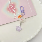 Lkblock Cute Mood Cloud Star Keychain Girls Cartoon Kawaii Key Chain for Women Couple Children Bag Charms Kpop Jewelry Key Accessories