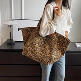 Lkblock Leopard Casual Totes For Women Large Capacity Fashion Shoulder Bags Soft Cloth Big Leisure Or Travel Bags Korea Lazy breeze Bags