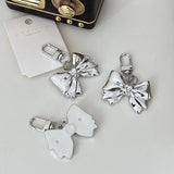 Lkblock Bow Keychain for Women Cute Bag Charms Kpop Key Chains Backpack Silver Car Key Chains Decoration Friend Gift