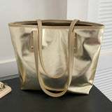 Lkblock Luxury Designer Bag Women Handbag Large Tote Sliver Gold Shoulder Bag Simple Handle Handbags Solid Color Soft Shopper Purse Bag