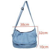 Lkblock Hong Kong StyleTooling Package Large Capacity Denim Satchels Lazy Style Canvas Women Shoulder Bags Simple Crossbody Bags Man