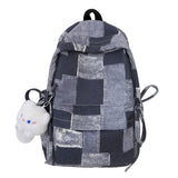 Lkblock Patchwork Backpacks For Women Plaid Canvas School Bag For Teenage Girls Large Capacity Casual Satchels Korea Style Travel Bags