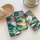 Lkblock Printing Landscape phone case For iPhone 15 14 11 12 13 Pro Max Mini XS X XR 7 8 Plus SE2 Creative Mountains Shockproof Cover