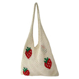 Lkblock Cute Strawberry Cherry Crochet Shoulder Bag for Women Large Shopper Bag Casual Tote Handbags Summer Beach 2024 New Women's Bag