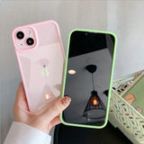 lkblockCandy Color Shockproof Silicone Bumper Phone Case For iPhone 16 15 14 11 12 13 Pro Max X XS XR Transparent Protection Back Cover