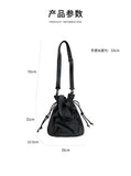 Lkblock Casual Ruched Drawstring Bags for Women Designer Handbag Mini Nylon Bucket Bag Korean Style Shoulder Crossbody Bag Phone Purses